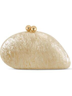 Women Apricot Shell Pearl Acrylic Clutch Purse Imported Evening Handbags